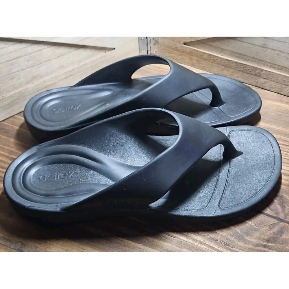 Aetrex Men's Sz 10 Maui Orthopedic Flip Flops‎ Charcoal #425